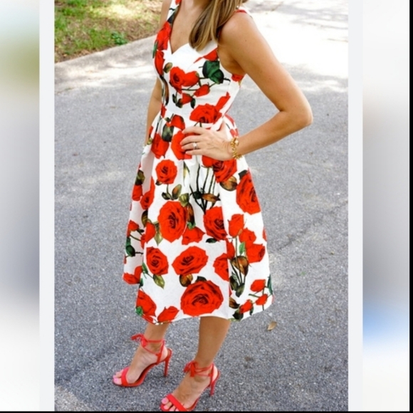 Chi Chi London Dresses & Skirts - ModCloth Unique Vintage Chi Chi London High Tea Red Rose Formal Dress Size 20